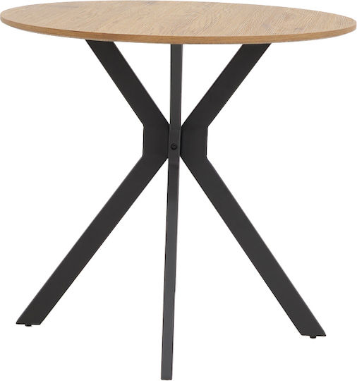 Xuson Round Dining Room Table Natural Black 80x80x75cm