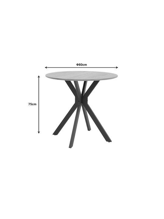 Xuson Round Table Dining Room Wooden with Metal Frame Natural, White 80x80x75cm