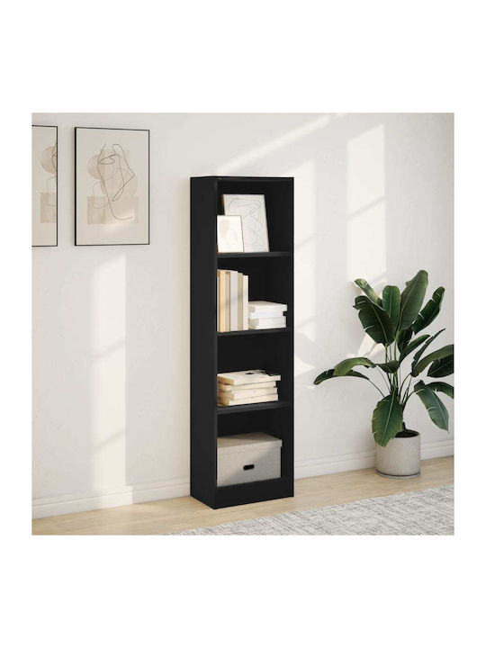 Bookcase Black Velvet-Black Metal 40x24x143cm