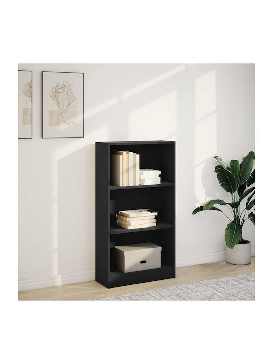 Bookcase Black Velvet-Black Metal 60x24x109cm