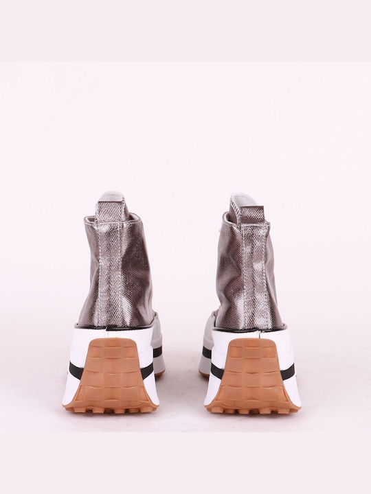 Plato Flatforms Boots Grey Shiny