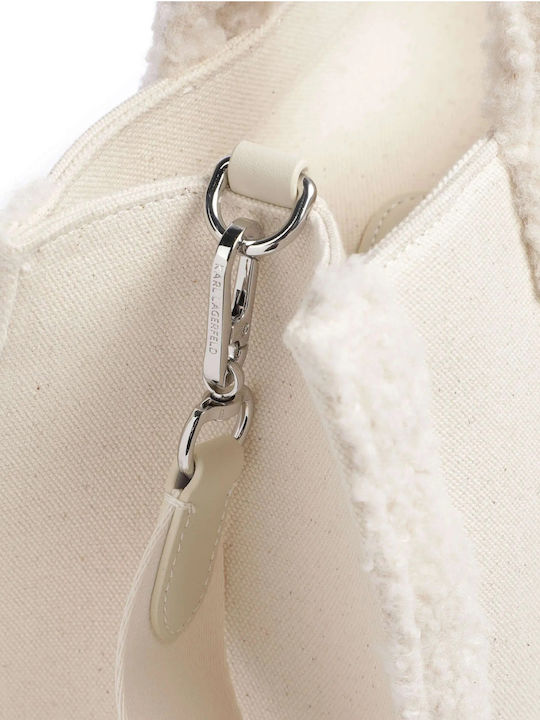 Υφασμάτινη Γυναικεία Τσάντα Shopper Εκρού