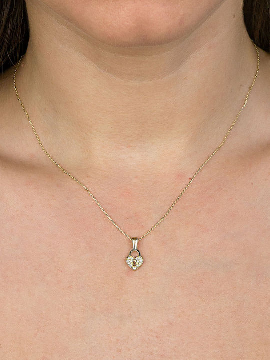 Kiriakos Gofas Halskette mit Design Herz aus Gold 14K
