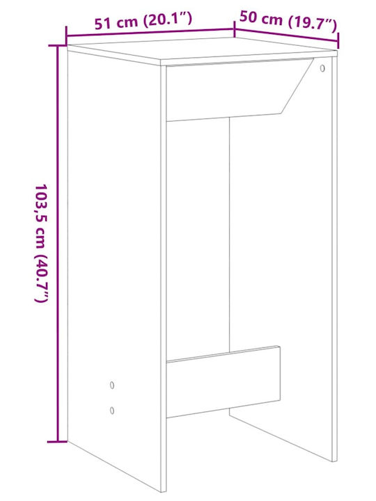 Table Bar Wooden Coffee 51x50x103.5cm