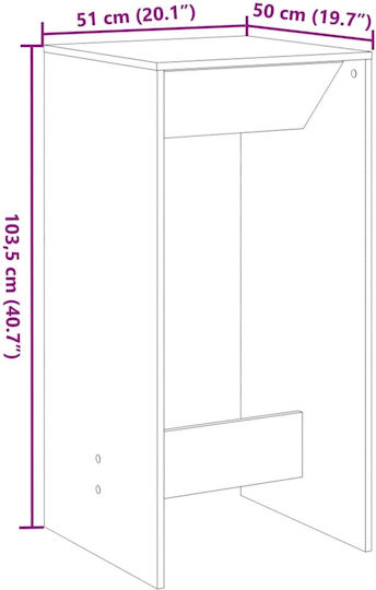 Table Bar Wooden Coffee 51x50x103.5cm