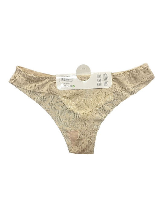 Damen String-Slips An30 Beige