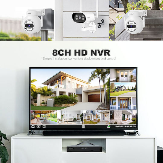Sricam Surveillance System 4 Cameras Wireless Cameras IP 5MP with Recorder NVR