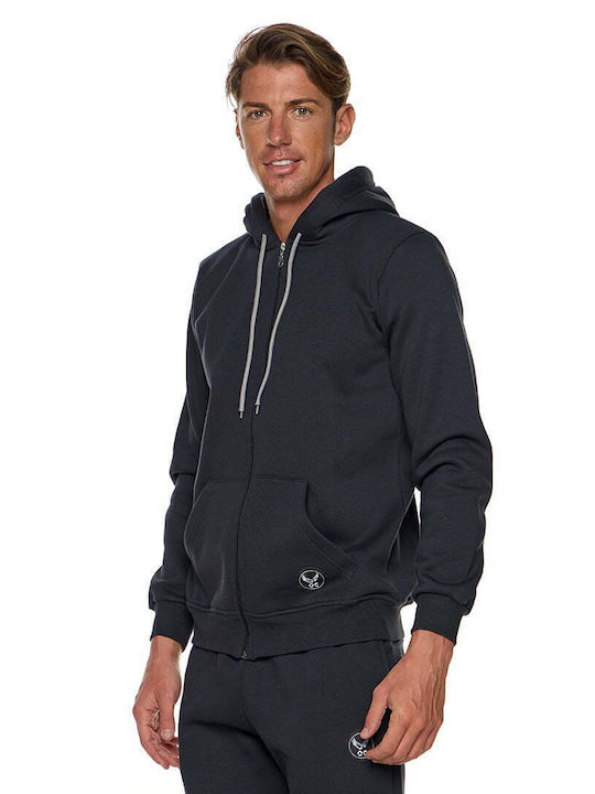 Bodymove Herren Sweatshirt Jacke mit Kapuze Blau