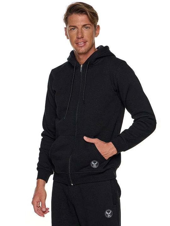 Bodymove Herren Sweatshirt Jacke mit Kapuze Schwarz