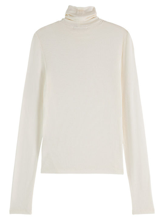 Scotch & Soda Damen Langarm Pullover Rollkragen White