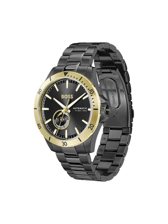 Hugo Boss Troper Watch Automatic with Black Metal Bracelet