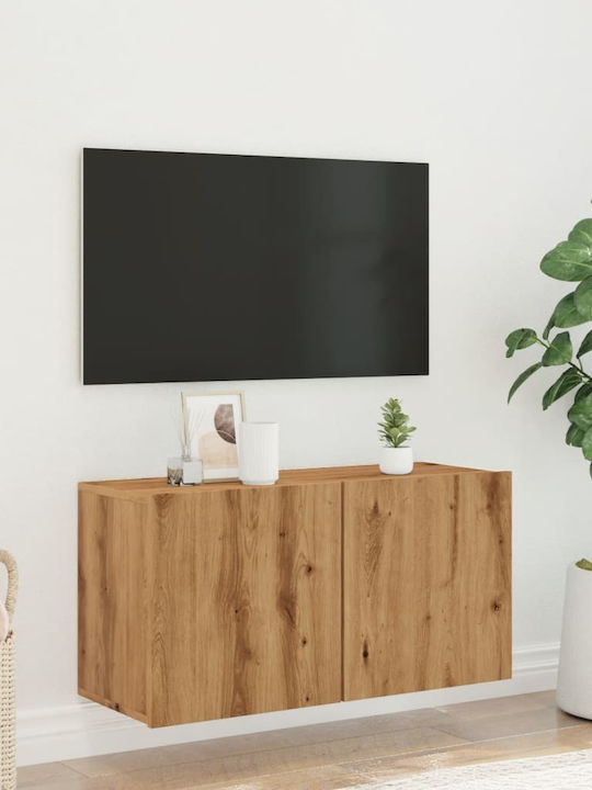 Artisian Oak Wall-Mounted TV Cabinet 80 X 30 X 41 Cm Brown