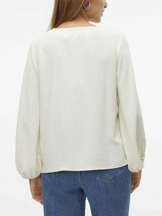 Vero Moda Women's Blouse with V Neckline White