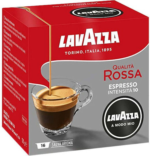 Lavazza Kapseln Espresso Rossa Kompatibel mit Maschine LavAzza A Modo Mio 16Mützen