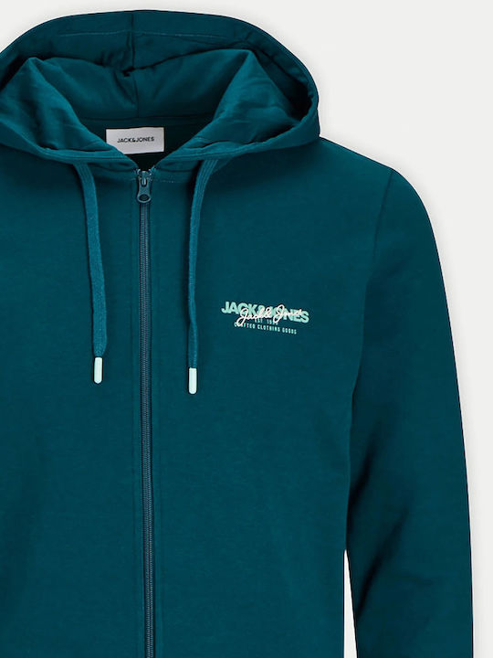 Jack & Jones Ανδρική Φούτερ Ζακέτα Deep Teal Πετρόλ