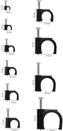 Flop Cable Holder Round Black Goobay 100x 9mm