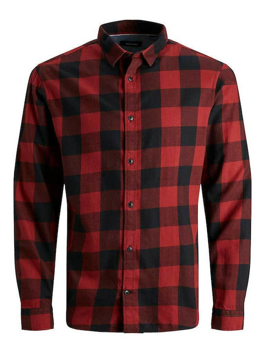 Дълъг ръкав Памучен Риза Каре Red/Black
