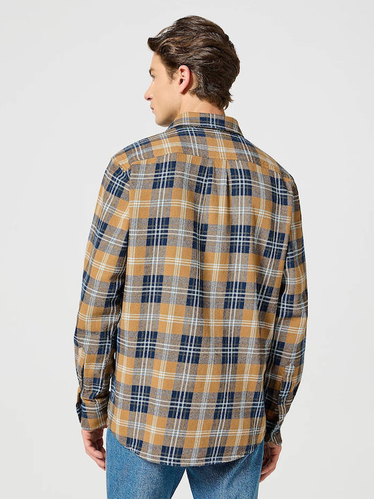 Wrangler Men's Shirt Long Sleeve Checked Yellow