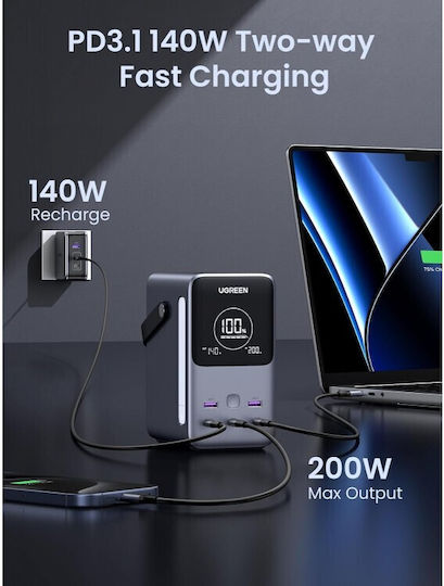 Ugreen PB770 Power Bank 48000mAh 300W with 2 USB-A Ports and 3 USB-C Ports Power Delivery Gray