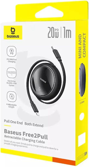 Baseus Retractable USB-C to Lightning Cable 20W Μαύρο 1m (P10364501111-00)