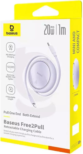 Baseus Retractable USB-C to Lightning Cable 20W Μωβ 1m (P10364501511-00)