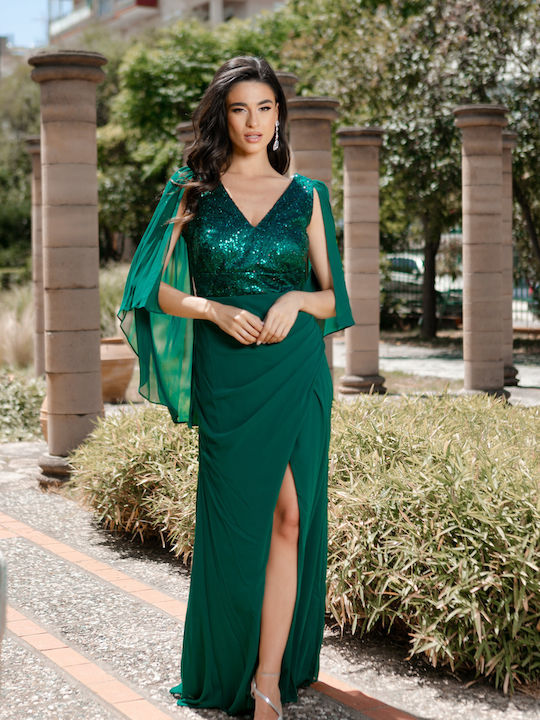 RichgirlBoudoir Summer Maxi Evening Dress with Slit Green