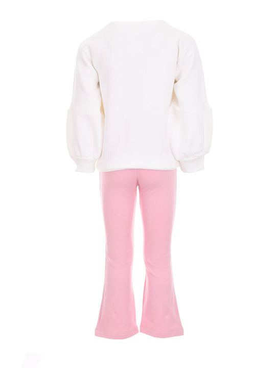 Nek Kids Wear Set pentru copii cu Pantaloni Magazin online de iarnă 2buc Ecru-pink