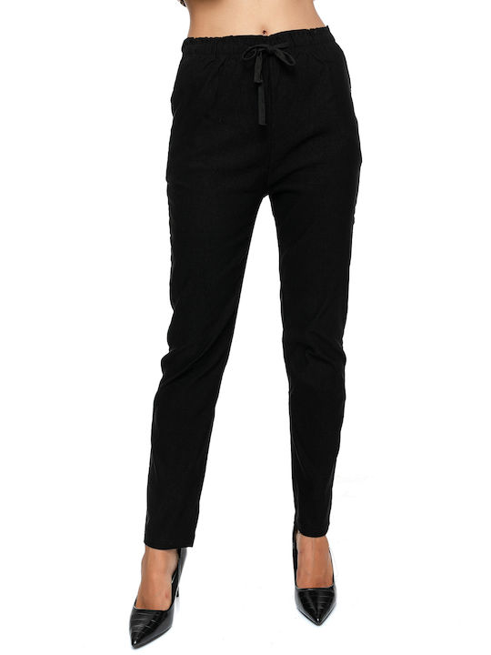 RichgirlBoudoir Women's Fabric Trousers with Elastic Black