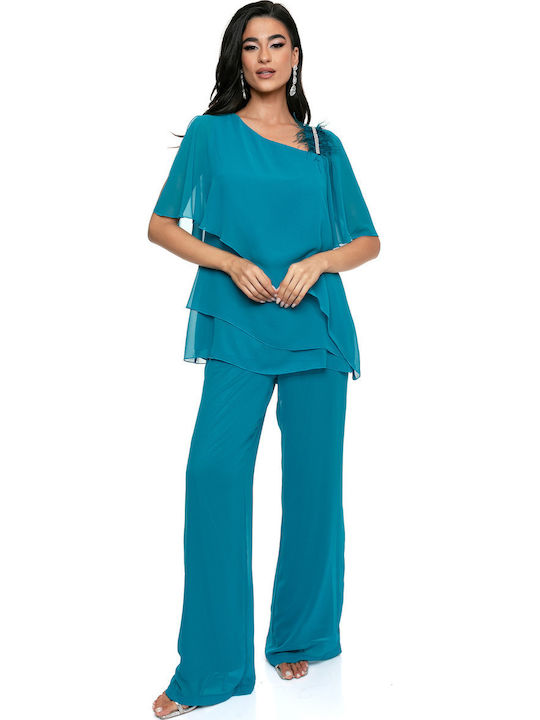 Damen Petrol Blue Set mit Hose