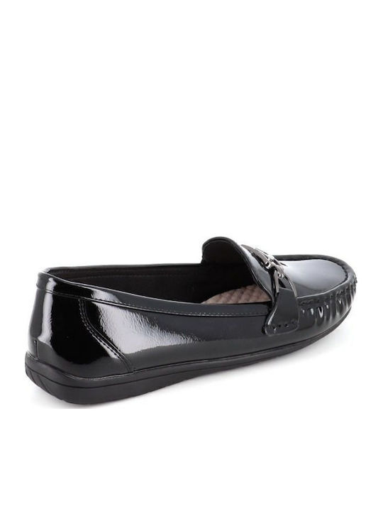 Patent Leather Women's Moccasins in Black Color