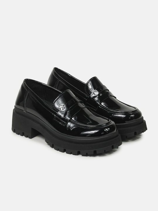 InShoes Patent Leather Women's Loafers in Black Color