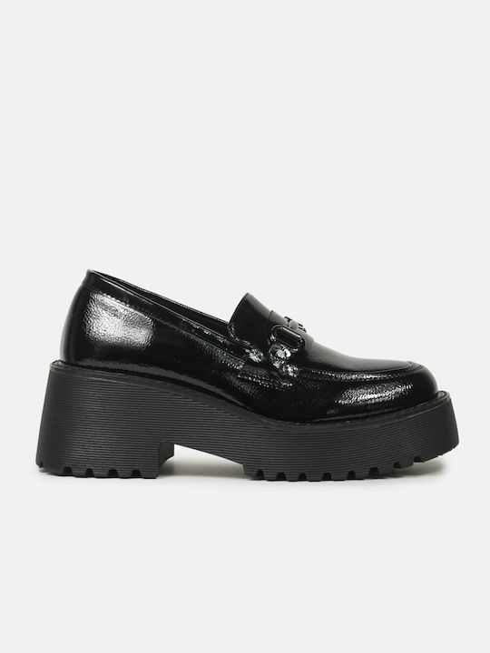 InShoes Patent Leather Women's Loafers in Black Color