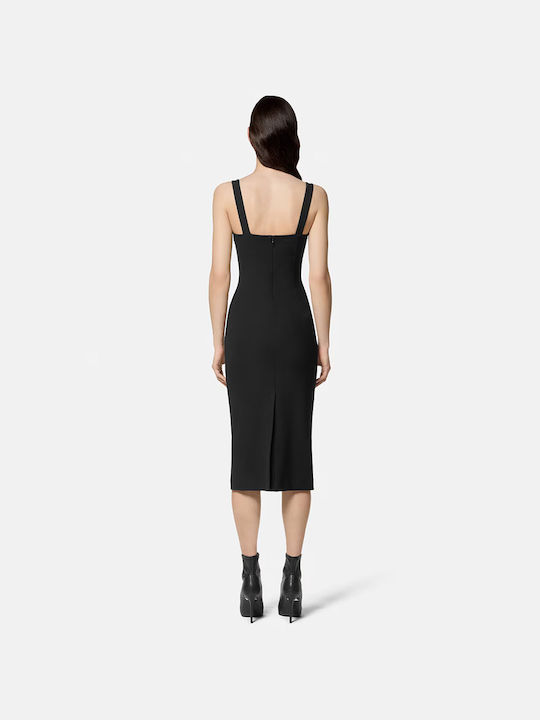 Versace Midi Kleid mit Schlitz Black