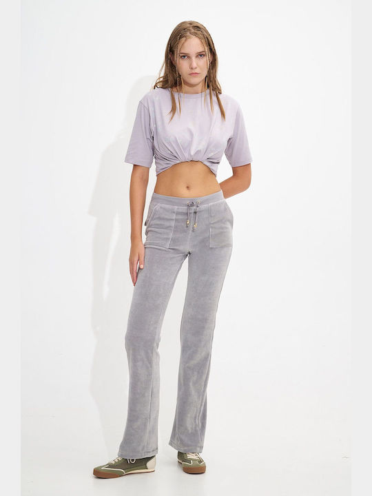 SugarFree Damen-Sweatpants Ausgestellt Grey Samt