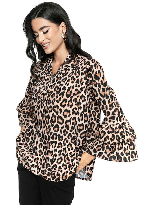 RichgirlBoudoir Women's Denim Long Sleeve Shirt Animal Print