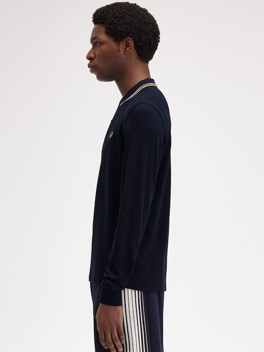 Polo Langarm Herrenbluse Blau