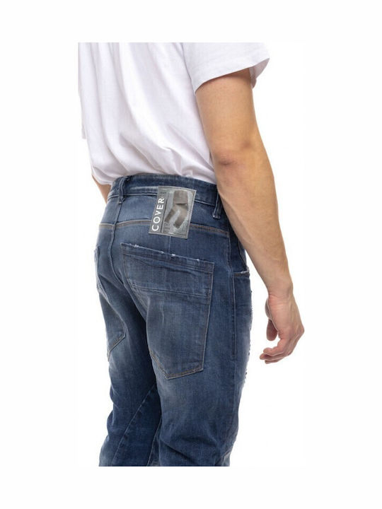 Herren Jeanshose Elastische mit Lose Verjüngte Anwendung Denim Blau