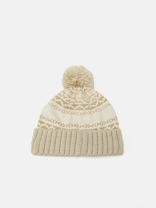 Columbia Beanie Unisex Beanie with Rib Knit in Ecru color