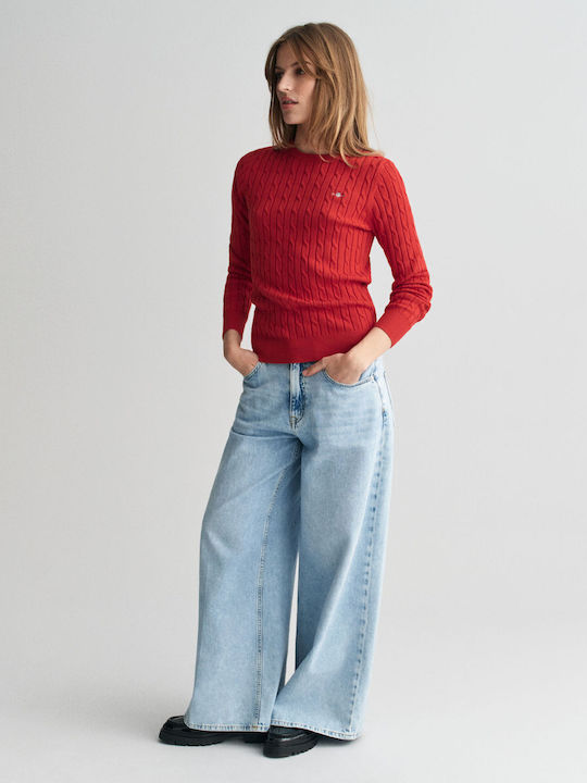 Women's Long Sleeve Sweater Cotton Red