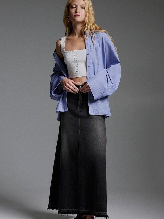 Denim Maxi Skirt Black Denim