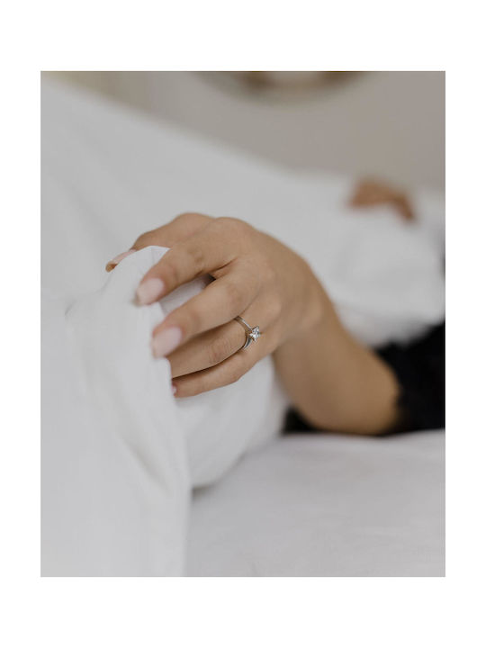 Themelidis Jewels Μονόπετρο από Λευκόχρυσο 18Κ με Διαμάντι