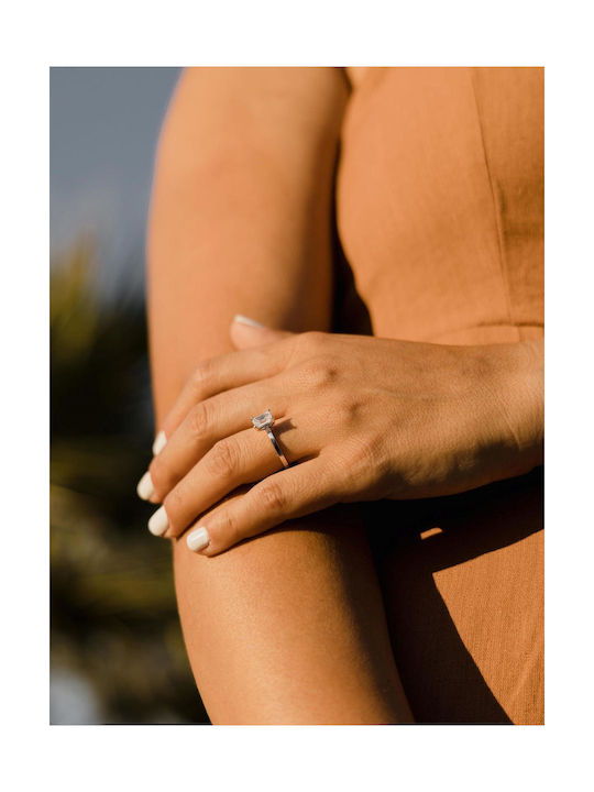 Themelidis Jewels Μονόπετρο από Λευκόχρυσο 14K με Ζιργκόν