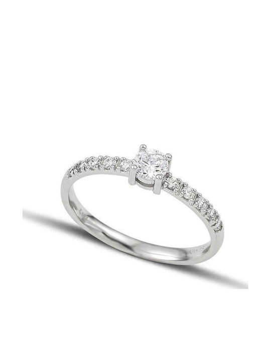 Themelidis Jewels Μονόπετρο από Λευκόχρυσο 18Κ με Διαμάντι
