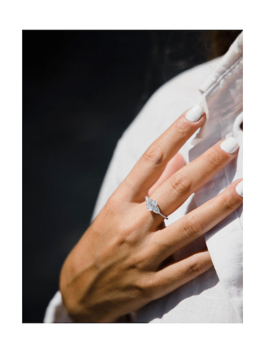 Themelidis Jewels Μονόπετρο από Λευκόχρυσο 18Κ με Διαμάντι