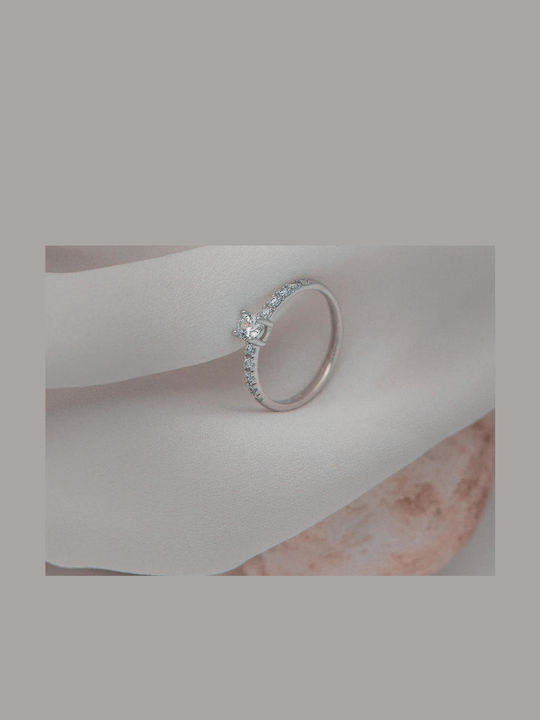 Themelidis Jewels Μονόπετρο από Λευκόχρυσο 18Κ με Διαμάντι