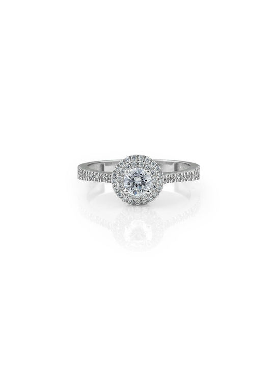 Themelidis Jewels Μονόπετρο Ροζέτα από Λευκόχρυσο 18Κ με Διαμάντι