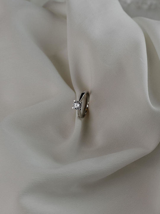 Themelidis Jewels Μονόπετρο από Λευκόχρυσο 18Κ με Διαμάντι