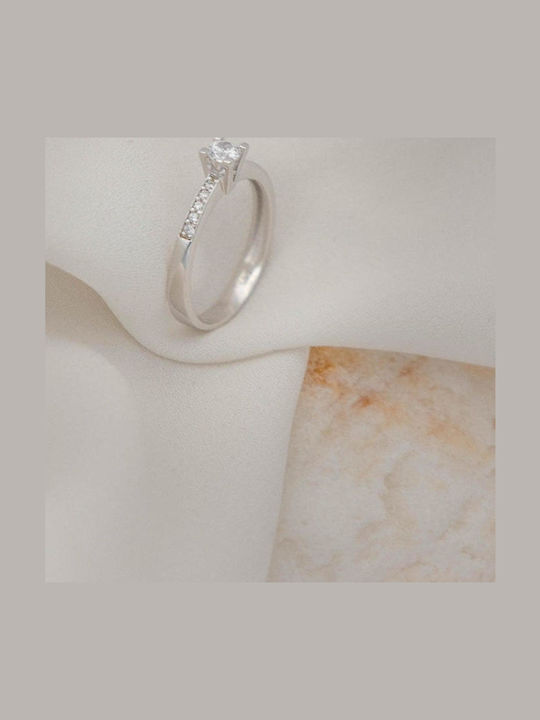 Themelidis Jewels Μονόπετρο από Λευκόχρυσο 18Κ με Διαμάντι