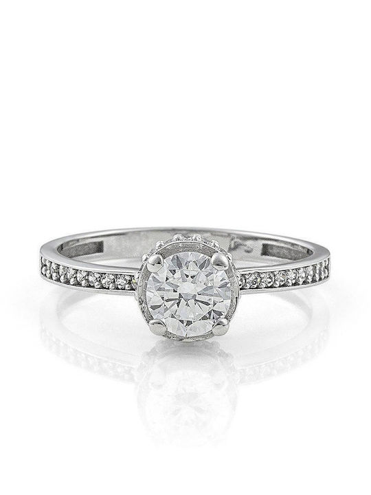 Themelidis Jewels Μονόπετρο από Λευκόχρυσο 14K με Ζιργκόν