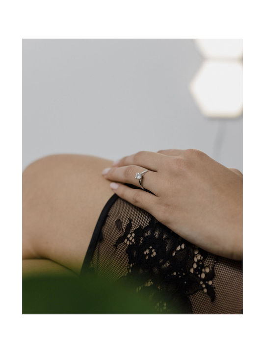 Themelidis Jewels Μονόπετρο από Λευκόχρυσο 18Κ με Διαμάντι